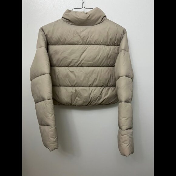 ASOS Cropped Beige Puffer Jacket Size 4 - Picture 2 of 4